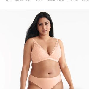 Knix Peach lace bralette size L. NWOT